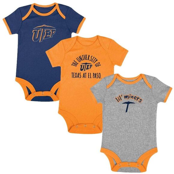 NCAA Licensed UTEP Miners Infant Boys' Short Sleeve 3pk Bodysuit Set, 6-9M - Picture 1 of 4